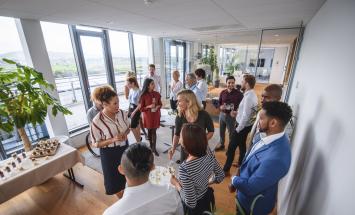 group of people having an office party