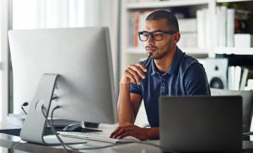 young man using computer