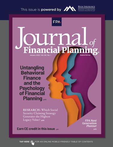 Journal of Financial Planning January 2023 cover