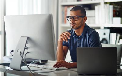 young man using computer